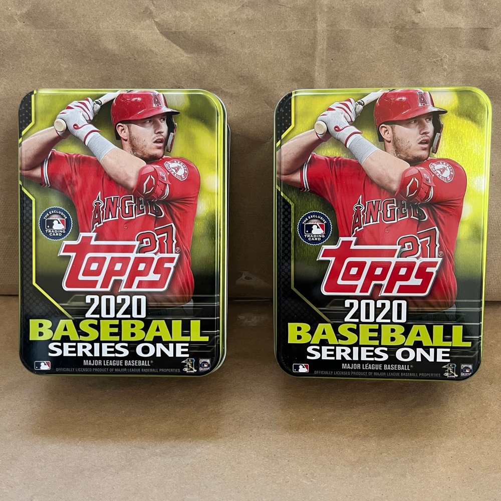 Topps 2020 Baseball Series One Mike Trout Empty Storage Tins Angels 2pk
